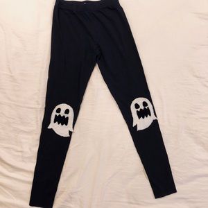 Women Black Knee Pads ghost legging pants S